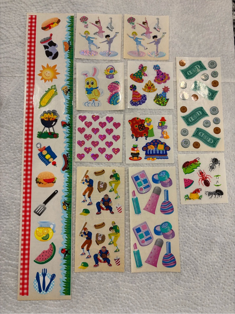 SandyLion Vintage Stickers prismatic, kromekote, glitter